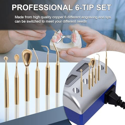 Dental Electric Wax Carver, Dual-Pen Wax Carving Pen Knife with 6 Wax Tips | Dual Digital Display, 122–392°F Adjustable Temperature, for Dental Lab Equipment, Dentist Waxing, Jewelry Wax Work & Modeling