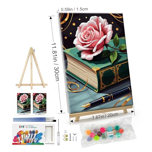 ATDMS Flower Paint by Numbers Kit for Adults with Frame, 8x12 Inch - color: Flower 275