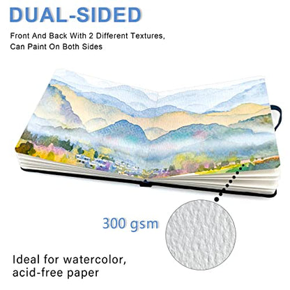 5x5 Watercolor Sketchbook,Mixed Media Pad,Travel Portable Drawing Journal | 140LB/300gsm 20Sheets/40Pages Watercolor Paper,Cold Press,Cloth Fabric Hardcover,Sewing Binding,Lay-Flat.Green Chrysanthemum - color: 300gsm-Green chrysanthemum