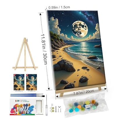 ATDMS Moon Paint by Numbers Kit for Adults with Frame 8x12 Inch - color: Moon 272