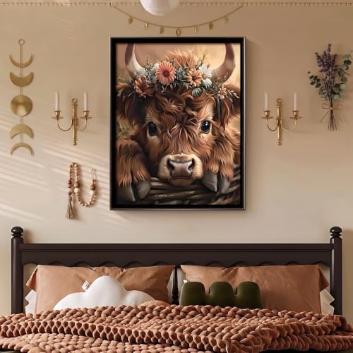 Mosaflare 5D Highland Cow Diamond Painting Kits for Adults 12x16 Inch - color: KM548-1