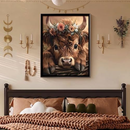 Mosaflare 5D Highland Cow Diamond Painting Kits for Adults 12x16 Inch - color: KM548-1
