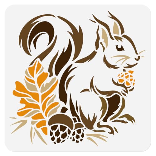 Squirrel Nut Stencil, Animal Reusable Painting Template - style: Squirrel
