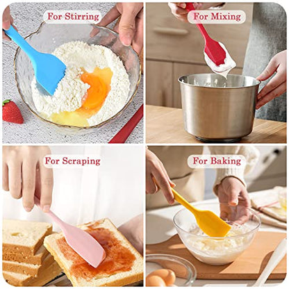 Silicone Spatula Heat Resistant 8.5 inch Small Rubber Spatulas Cooking Utensil Set Non-Stick Flexible Rubber Cooking Gadget For Cake/Cream/Pastry/Butter/Batter Mixing/Cooking-(5 Pieces)