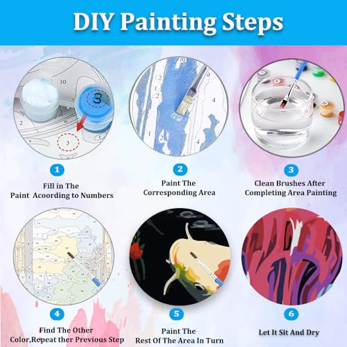 Artunion Framed Paint by Numbers Kit for Adults Beginners & Kids Ages 8-12,Colorful Jellyfish Paint by Number with Frame, Ocean Animals Paint by Numbers Kit on Canvas 10 * 10 Inch Without Easel - color: ZXT-322-F