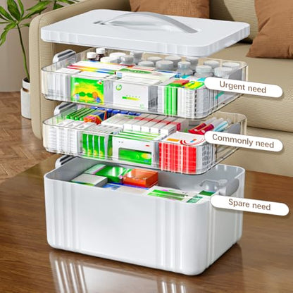 ARSTPEOE 3-Tier Medicine Organizer - Portable Medicine Cabinet with Handle - size: Extra Large 3 Tier
