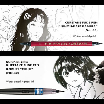 Kuretake Zig Inktober pen set, for Illustration, Manga Drawing, Lettering and Calligraphy, Professional Artist, Made in Japan (Basic No.3(5pcs.)) - style: Basic No.3(5pcs.)