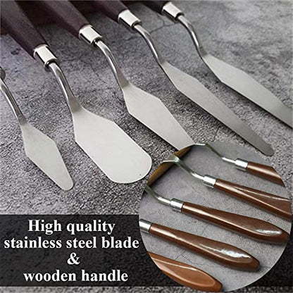 5 Pieces Set Cake Cream Spatulas, Stainless Steel Cake Decorating Knife, Angled Icing & Decorating Spatula with Stainless Steel Spatula + Wood Handle, Mixing Scraper, Baking Pastry Tool