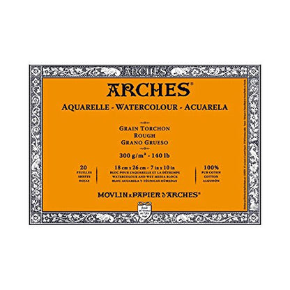 Arches Watercolor Paper Block, Rough, 7" x 10", 140 pound - size: 7"x10", style: Rough