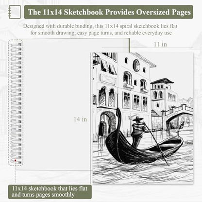 SuFly 11x14 Sketchbook, 100 Sheets Hardcover Sketch Book, 68lb/100gsm Artist Paper, Drawing Books for Teens & Art Gifts. - color: Green, size: 11-x-14-inch:1 Pack