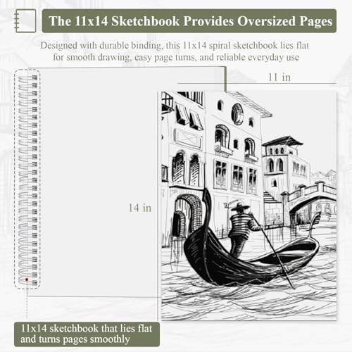 SuFly 11x14 Sketchbook, 100 Sheets Hardcover Sketch Book, 68lb/100gsm Artist Paper, Drawing Books for Teens & Art Gifts. - color: Green, size: 11-x-14-inch:1 Pack