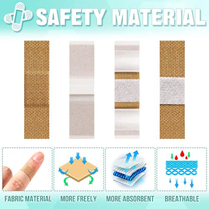 Funtery 200 Pcs Fabric Round Bandages Rectangle, 3/8 X 1 1/2 | Small Circular Adhesive with Non Stick Pad, Latex Free Breathable Fabric for Skin Wound Care, Face Bandages for Cuts - size: 3/8 x 1 1/2, style: Rectangle