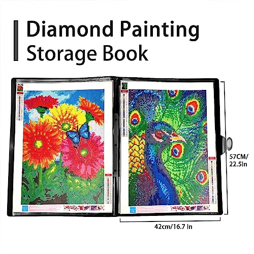 TTPOLONG A2 Diamond Painting Storage Book, Diamond Art Portfolio Book 30 Pags Clear Pockets Plastic Sleeves（22.5X16.7 Inch） - color: Black, size: 22.5x16.7 Inch