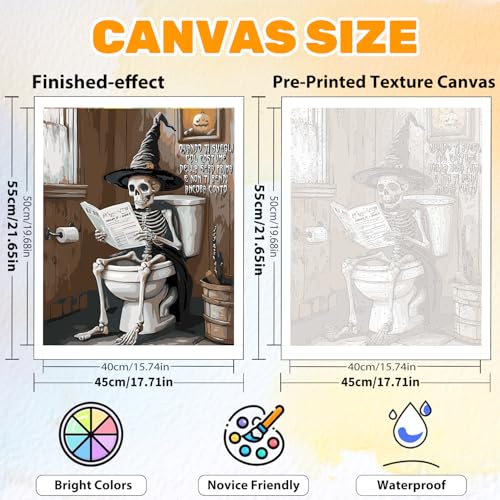 CRZMODE Skull Paint by Numbers Kit for Adults, Skull Paint by Numbers for Adults, Acrylic Painting Crafts for Home Decor Gift (16x20inch) - color: Skull(16X20")