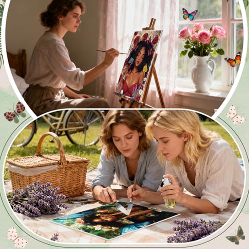Harloon 36 Pcs 8 x 10 Inch Pre Drawn Canvas for Painting Afro Flower Butterfly Queen Pre Stretched Canvas Painting for Adults Outline for Sip and Paint Party Supplies Favor (Butterfly Queen) - style: Butterfly Queen