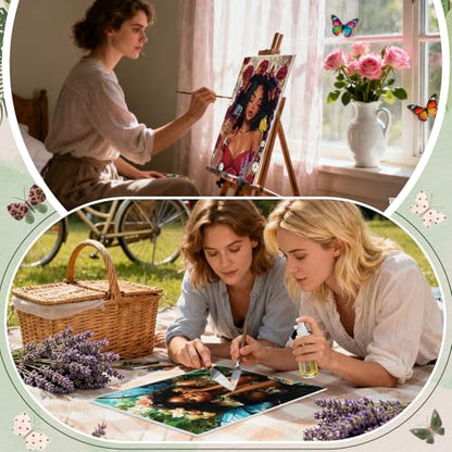 Harloon 36 Pcs 8 x 10 Inch Pre Drawn Canvas for Painting Afro Flower Butterfly Queen Pre Stretched Canvas Painting for Adults Outline for Sip and Paint Party Supplies Favor (Butterfly Queen) - style: Butterfly Queen