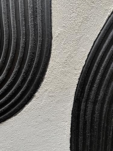 Art Hand Painted White and Black Textured Abstract Art Oil Painting Modern Wall Art 48x24 inches - color: Yi077
