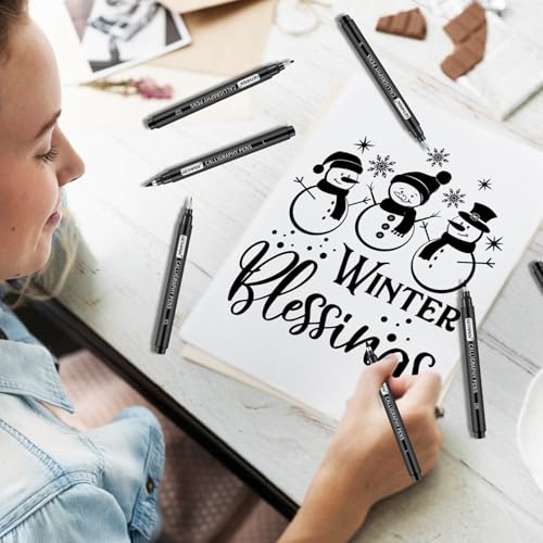 GETHPEN Calligraphy Brush Pen Set,10 Sizes Black Archival Ink Markers | Calligraphy Pens for Beginners, Black Archival Ink, 10 Sizes Calligraphy Markers, Writing, Drawing, Sketching, Scrapbooking