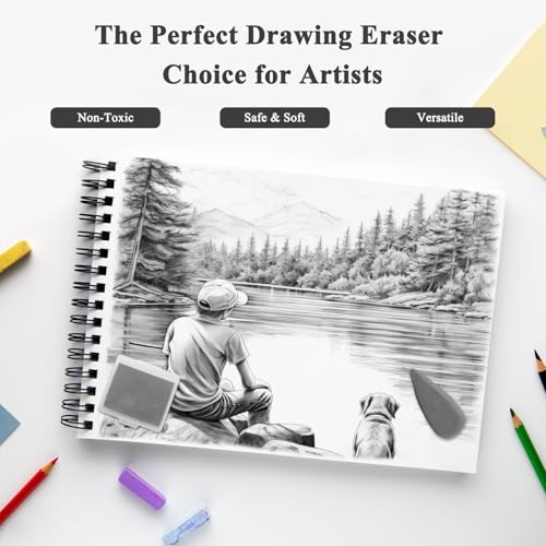 Aenir kneaded erasers for Artists, Soft Kneadable Eraser for Drawing 2 Pack | Moldable Rubber for Sketching, Art Erasers for Drawing with Storage Case, Moldable & Flexible, Clean Removal