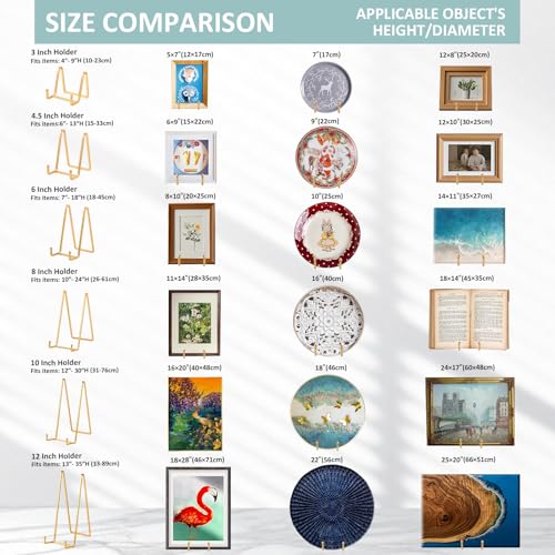 Plate Holder Easel Display Stand - 3 inch Metal Plate Stands for Display - Tabletop Picture Stand - Gold Iron Easels for Display Pictures | Photo Frames | Book | Decorative Plates | Plaque - 1 Pack - size: 3 inch