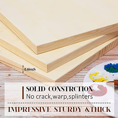 Youyole 12 Pcs Unfinished Wood Canvas Boards for Painting,4, 6, 8, 10 Inch | Square Wooden Panel Boards, Smooth Unfinished Surface, Acrylic Painting Drawing, Xmas DIY Wood Crafts, Holiday Art Projects