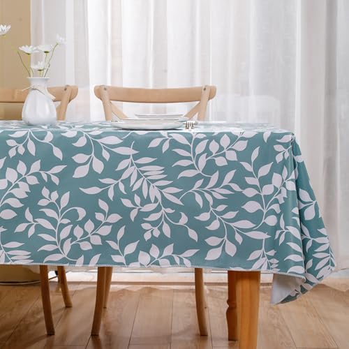 Walrus Heavy Duty Vinyl Tablecloth with Flannel Backing Waterproof Oil-Proof Plastic Table Cloth Stain-Resistant Wipeable Rectangle or Square Table Cover for Indoor and Outdoor (Branch, 60X102 Inch) - color: Branch, size: 60" x 102" (Rectangular)