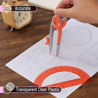 Mr. Pen- Geometry Compass and Protractor Set, 6 Inch Compass - color: Red, size: 1 Set