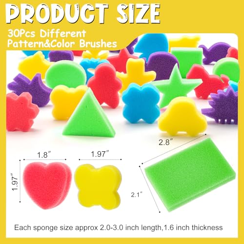 30Pcs Sponge Painting Shapes, Painting Craft Sponge - style: 3F-PatternBrush30PCS