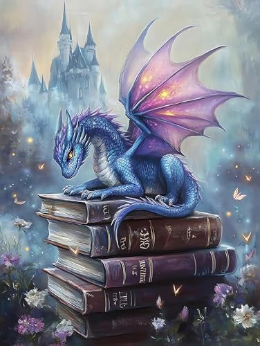 DAZZLEDOTS Dragon Diamond Painting Kits for Adults Book Round Diamond Art | 5D DIY Full Drill Diamond Dots Paintings for Beginners, Home Wall Decor Gift 12X16 Inch - color: DT011
