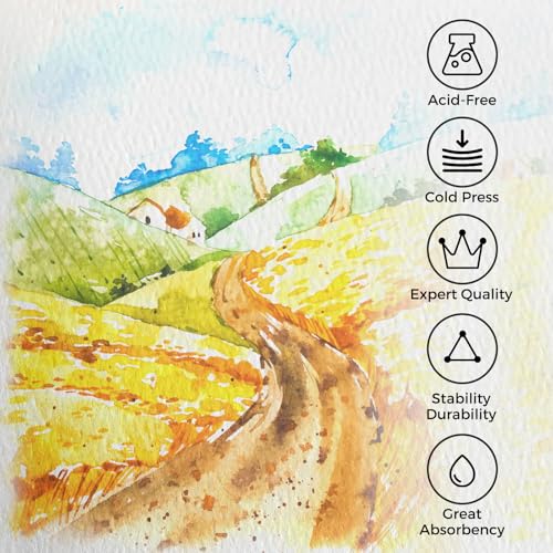 Funto Watercolor Journal, Square, 5.5x5.5, Portable 2-Pack, 48 Pages Each, Blue Cover, 110lb/230gsm, Art Supplies for Mixed Media - color: Blue