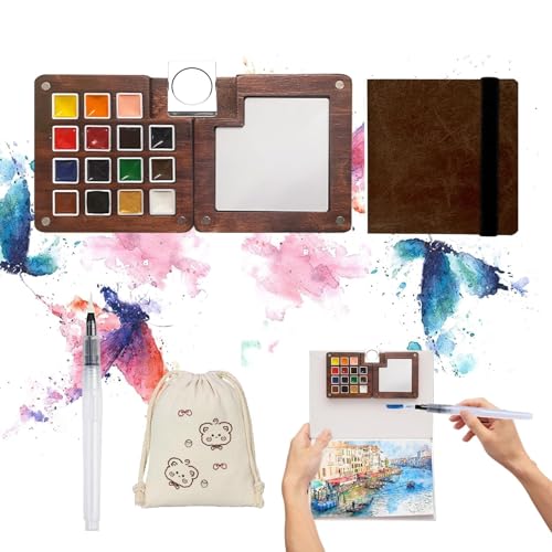 Travel Watercolor Paint Set - Pocket 15-Color Mini Kit with Sketchbook - color: 15 Colours with Sketchbook