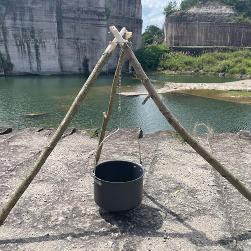 Stainless Steel Camping Tripod Board,Turn Branches into Campfire Tripod | Campfire Support Plate with Adjustable Chain for Hanging Cookware,Rustproof,Portable Camping Gear - color: Plus-2