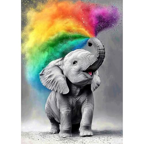 Genius maker Elephant Diamond Painting Kits for Adults, 5D Animal Diamond Art Kits for Beginners DIY Full Drill Diamonds Painting Pictures, Diamond Gem Art Painting DIY Crafts Kit Decor 12x16inch - color: WX11846
