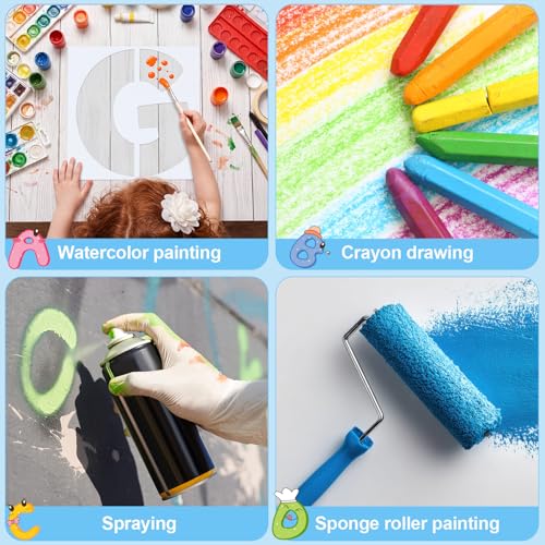 SATINIOR 10 Inch Large Letter Stencils and Numbers, 36 Pcs Reusable Alphabet Stencils Plastic Numbers Templates Craft for Wood Wall Fabric Signage Chalkboard Painting DIY Projects (Cute) - size: 10 Inch, style: Cute