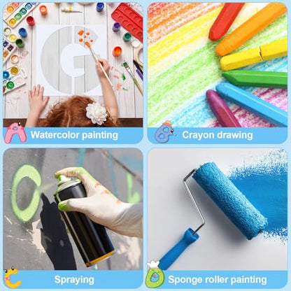 SATINIOR 10 Inch Large Letter Stencils and Numbers, 36 Pcs Reusable Alphabet Stencils Plastic Numbers Templates Craft for Wood Wall Fabric Signage Chalkboard Painting DIY Projects (Cute) - size: 10 Inch, style: Cute