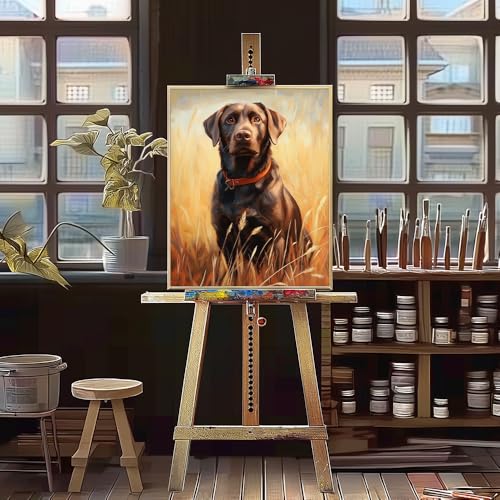 Natuyalo Animal Paint by Numbers Kit for Adults - Black Dog in the Rice Field Painting by Number on Canvas Without Frame, DIY Acrylic Art Crafts for Ideal Gift (16x20 Inch) - color: ART-04
