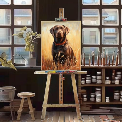 Natuyalo Animal Paint by Numbers Kit for Adults - Black Dog in the Rice Field Painting by Number on Canvas Without Frame, DIY Acrylic Art Crafts for Ideal Gift (16x20 Inch) - color: ART-04