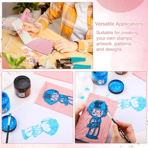 Frienda 30 Pcs 4" x 6" Rubber Linoleum Block for Printmaking,White Pink - color: White Pink