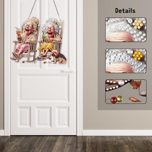GUMITOON Diamond Art Kits for Adults-Hanging Old Lady Full Drill Diamond Dots Paintings for Beginners, Round 5D Paint with Diamonds Pictures Gem Art Painting Kits DIY Crafts Kits QCY-107 - color: QCY-107