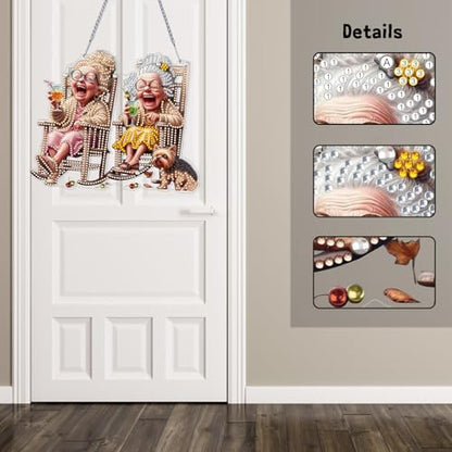 GUMITOON Diamond Art Kits for Adults-Hanging Old Lady Full Drill Diamond Dots Paintings for Beginners, Round 5D Paint with Diamonds Pictures Gem Art Painting Kits DIY Crafts Kits QCY-107 - color: QCY-107