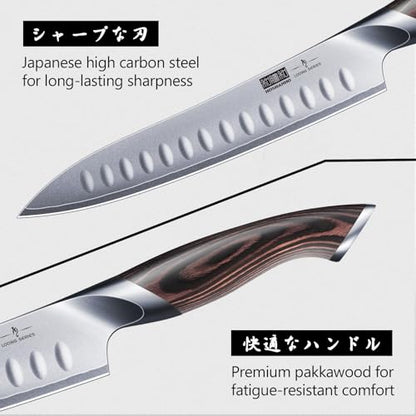 HOSHANHO 8 Inch Carving Knife & 7 Inch Fork Set, Razor Sharp Slicing Knife | Professional Japanese High Carbon Steel Butcher Brisket Slicing Knife Set for Meat Cutting, BBQ, Ergonomic Handle, Gifts
