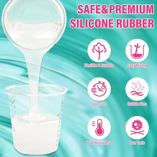 0A Liquid Silicone Mold Making Kit 66oz, Platinum Cure Rubber | Flexible Rubber for Resin Casting, 3D Candle, Soap & Food Molds, Safe & Non Toxic, 4H Fast Curing, High Tear Strength - size: 66oz