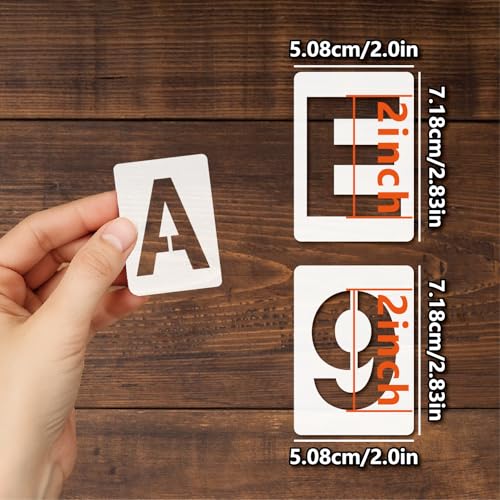 Letter Stencils 36pcs 2 Inch Number Alphabet Reusable Plastic TemplatesCraft Stencil Paint Template Signs for Road, Wall, Wood, Mailbox（2in） - size: 2in