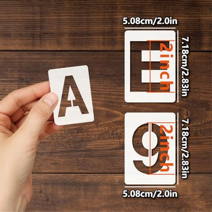 Letter Stencils 36pcs 2 Inch Number Alphabet Reusable Plastic TemplatesCraft Stencil Paint Template Signs for Road, Wall, Wood, Mailbox（2in） - size: 2in