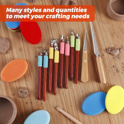 Leriton 8 Pack Pottery Carving Tool Set 5.9inch Sculpture Carving Scraper Tool Pottery Modelling Shape for Tea Cup Mug Vase Leather Hard Clay Cutters for Ceramic Sculpture Craft (Style C)
