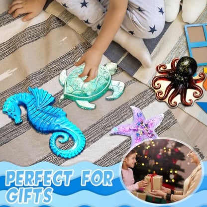 Qinyoung 4 Pcs Ocean Theme Resin Molds 3D Silicone Epoxy Resin