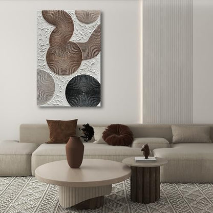 NANKAI Art Grey and Dark Yellow Thick Texture Abstract Oil Painting Hand-Painted 3D Wall Art 45x30 inch Large Canvas Wall Decorative Art - color: Nkhb169