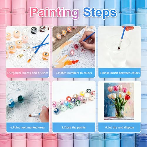 Gemozaic Tulip Paint by Numbers Kit for Adults, Rolled Canvas, 12 x 16 in - color: MT22995