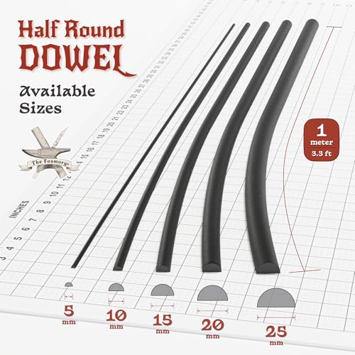 The Foamory Black EVA Foam Dowel - Half Round 5mm x 1M Length Craft Stick - color: 1 Pack: 1M Length - 05mm Thickness, style: Black - Half Round Dowel