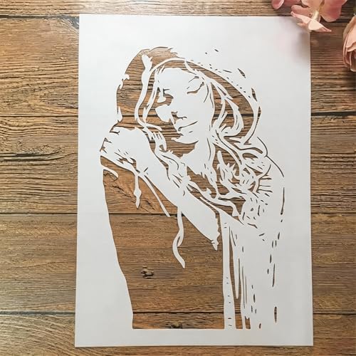 TIAMECH A4 Reusable Raincoat Girl Stencil for Painting - style: Painting